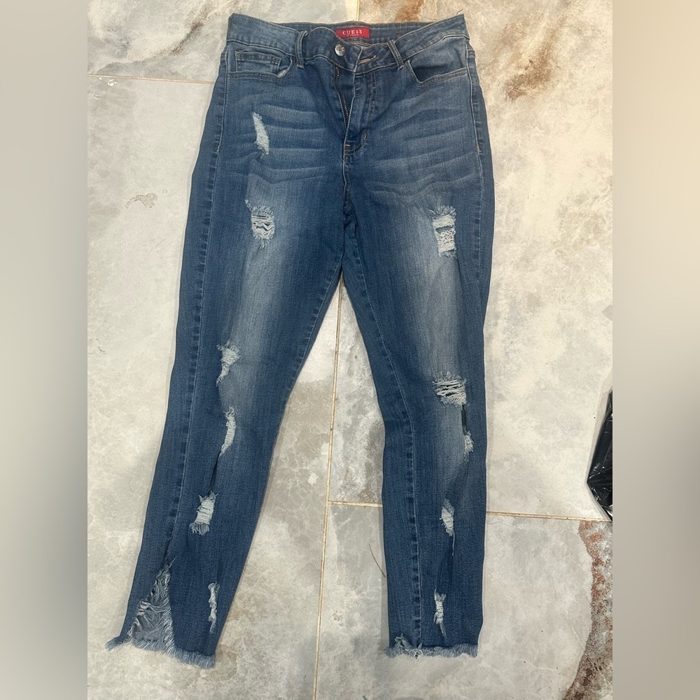 Style & Co Blue Skinny Jeans Distressed Design